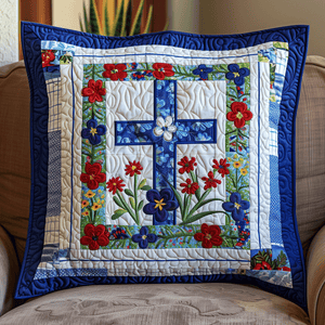 Floral Cross Quilted Pillow Case NCU0TH1068