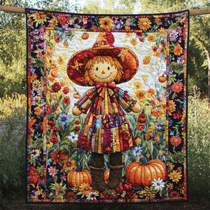 Floral Farmhous Scarecrow Quilted Blanket NCU0PD734