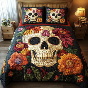 Artistic Skull 3-Piece Quilted Bedding Set NCU0VT66