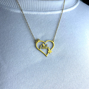 Personalized Name Necklace- Heart Crown Pendant 028-Homacus