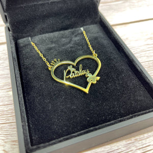 Personalized Name Necklace- Heart Crown Pendant 028-Homacus