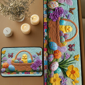 Golden Egg Dreams Quilted Table Runner and Quilted Place Mat Set NCU0PT4696