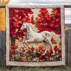 Horse Autumn Gallop Quilted Blanket NCU0DV1224