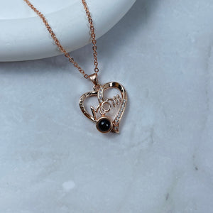 Custom Photo Projection Necklace For Mom, Lovely Heart Charm 50-Homacus