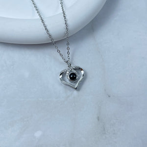 Custom Photo Projection Necklace, Crystal Heart Charm 49-Homacus