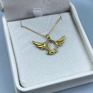 Personalized Name Necklace - Angel Wing Charm 35-Homacus