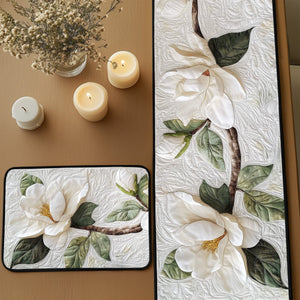 Magnolia Blossom Bliss Quilted Table Runner and Quilted Place Mat Set NCU0PT4619