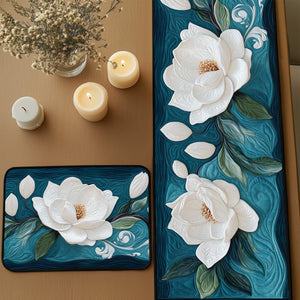 Magnolia Elegance Quilted Table Runner and Quilted Place Mat Set NCU0PT4620