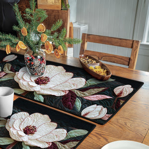 Magnolia Garden Quilted Table Runner and Quilted Place Mat Set NCU0PT4621
