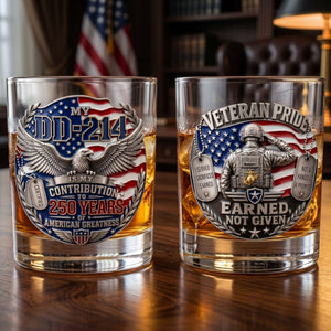 Proud American Veteran Round Glass, Personalized Gifts For Veteran 03qhti100626