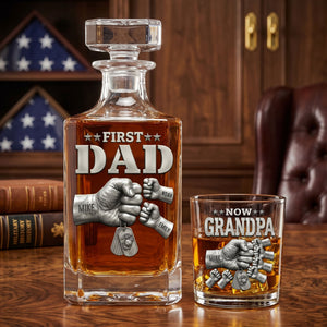 First Dad Now Grandpa Drinking Set - Personalized Gift For Father's Day Decanter Set 02HUTI280526