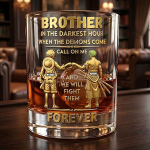 Anime Adventure Brother Round Glass - Personalized Gifts For Brothers 04ohti030626