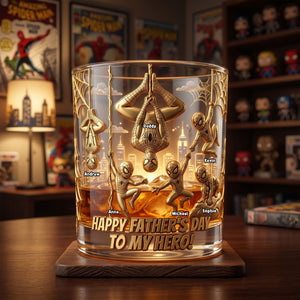 Father And Kids Hero Glass Mug - Personalized Gifts For Dad 02PATI190526