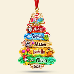 Whimsical Bookish Christmas Acrylic Ornament - Personalized Christmas Gifts For Reading Lovers Family 02pati101026