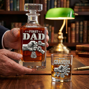 First Dad Now Grandpa Drinking Set - Personalized Gift For Father's Day Decanter Set 02HUTI280526