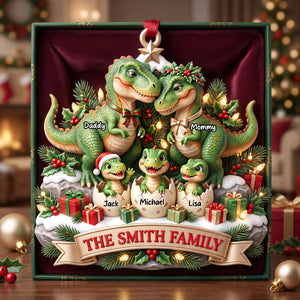 Dinosaur Family Ornament - Personalized Christmas Gifts For Family 04TYTI180826