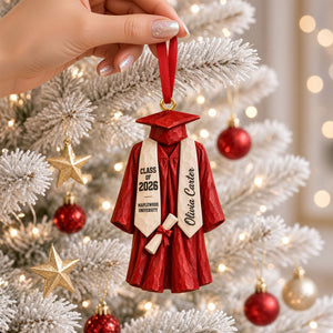 Graduation Gown Ornament - Personalized Gifts For Graduation Celebration Christmas Ornament 01NATI121026