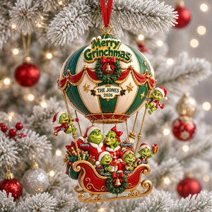 Hot Air Balloon Christmas Express Acrylic Ornament, Personalized Gifts For Family 03QHTI121026
