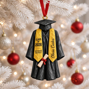 Graduation Gown Ornament - Personalized Gifts For Graduation Celebration Christmas Ornament 01NATI121026