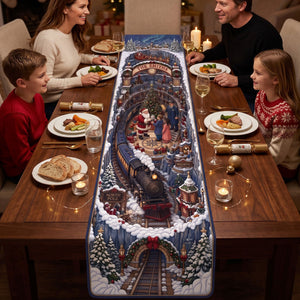 Winter Holiday Train Quilted Table Runner Personalized Gifts 04HATI210826