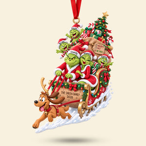 Playful Family Sleigh Ornament, Personalized Gifts For Family 02QHTI140926