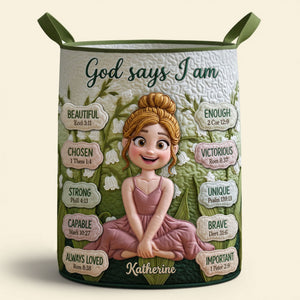 Lovely Birth Flower Quilted Laundry Basket - Personalized Gifts For Girls 05qhti170726