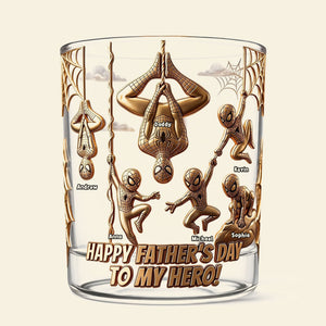 Father And Kids Hero Glass Mug - Personalized Gifts For Dad 02PATI190526