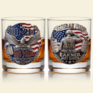 Proud American Veteran Round Glass, Personalized Gifts For Veteran 03qhti100626