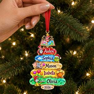 Whimsical Bookish Christmas Acrylic Ornament - Personalized Christmas Gifts For Reading Lovers Family 02pati101026