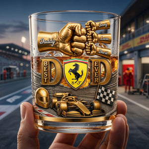 Speed Sport Fans Dad And Kids Fist Bump 11oz Round Glass - Personalized Gifts For Father's Day Glass 03NATI010626