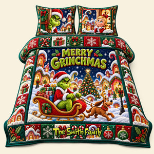 Mischief On A Sleigh Quilt Bedding Set Special Line - Personalized Christmas Gifts 04TYTI290926