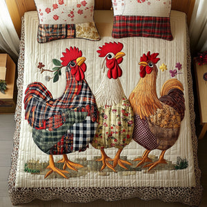 Chicken 3-Piece Quilted Bedding Set NCU0VT112