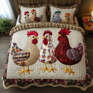 Chicken 3-Piece Quilted Bedding Set NCU0VT112