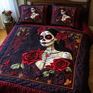 Artistic Skull 3-Piece Quilted Bedding Set NCU0VT66