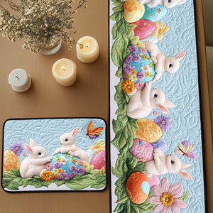 Spring Bunny Charm Quilted Table Runner and Quilted Place Mat Set NCU0PT4700