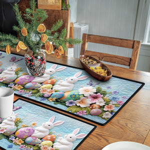 Springtime Bunny Bliss Quilted Table Runner and Quilted Place Mat Set NCU0PT4701