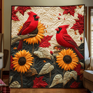 Sunflower Cardinal Quilted Blanket 02acxa140425