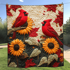 Sunflower Cardinal Quilted Blanket 02acxa140425