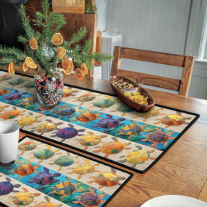 Sunkissed Waves Quilted Table Runner and Quilted Place Mat Set NCU0PT4612