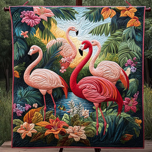 Sunset Flamingos Quilted Blanket NCU0PT4591