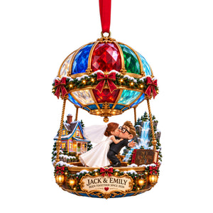 Hot Air Balloon Couple Ornament - Personalized Gifts For Couple Christmas Ornament 02HALU240926