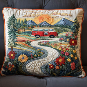 Vintage Wanderlust Quilted Bedding Pillow Case NCU0PT4827