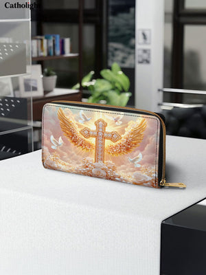 Catholight Dove of Peace Leather Wallet Purse