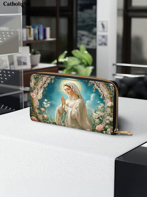 Catholight Lady Of Lourdes Leather Wallet Purse