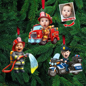 Custom Photo Gifts For Kid Firefighter Ornament 03ohti211124 - Ornament - GoDuckee