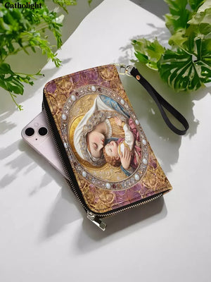 Catholight Divine Madonna And Child Leather Wallet Purse