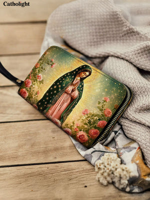 Catholight Roses of Guadalupe Leather Wallet Purse