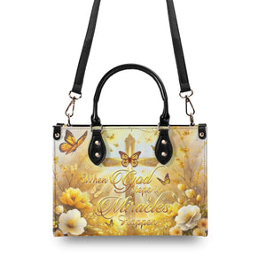 When God Steps In Miracles Happen Leather Bag - Gifts For Jesus Lovers 01acxn210425