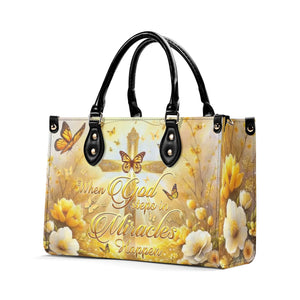 When God Steps In Miracles Happen Leather Bag - Gifts For Jesus Lovers 01acxn210425