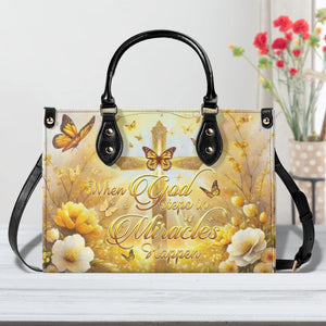 When God Steps In Miracles Happen Leather Bag - Gifts For Jesus Lovers 01acxn210425